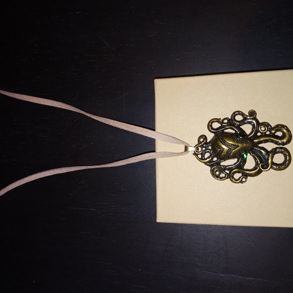 Octopus Pendant Necklace with Rhinestone Eyes - Picture 2 of 5